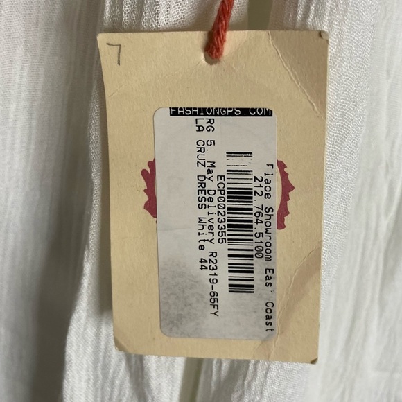 Raga La Cruz Midi Sundress White Plunging V Neck Bohemian Flowy S Small - Picture 4 of 15